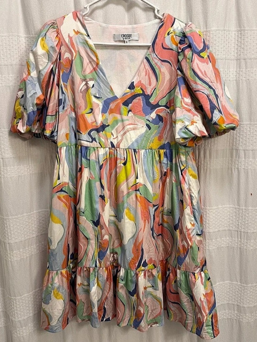 Crosby by Mollie Burch Colorful Mini Dress Women’s Small Short Sleeve V-Neck